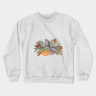 Christmas composition with pine cones and spices Crewneck Sweatshirt